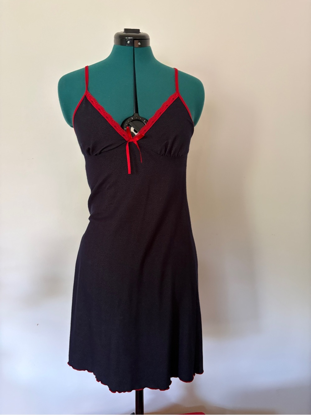 Gymboree Black Slip Dress with Red Lace Trim